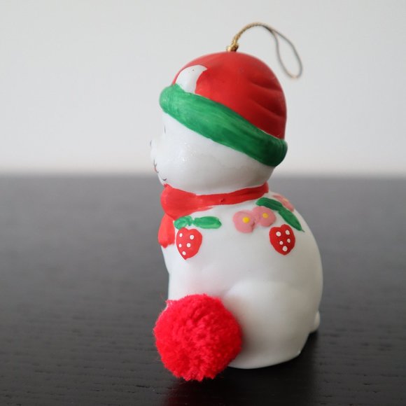 Vintage Christmas Ornament Jolly Jingles Cat Bell Porcelain Bisque - Picture 4 of 6